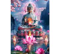 CEOVR Diamond Painting Buda y Loto,5D Diamond Painting Kit Completo,Pintura de Diamantes Arte 30x40 cm,Buda y Loto DIY Diamond Art Kits Adulto Principiante