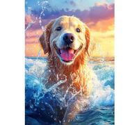 CEOVR Diamond Painting Kits Golden Retriever,5D Diamond Painting Kit Completo,Pintura de Diamantes Arte 30x40 cm,DIY Diamond Painting Kits,Perro Jugando Diamond Art Kits Adulto Principiante