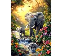 CEOVR Elefantes Diamond Painting Kits,Pintura de Diamantes Arte 30x40cm,Elefantes en el Bosque Diamond Art Kits Adulto Principiante
