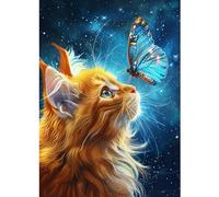 CEOVR Kit de pintura de diamantes para adultos, gato y mariposa, cuadros de pintura de diamantes de 30 x 40 cm, juego de pintura de diamantes para adultos, animales