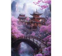 CEOVR Paisaje Diamond Painting Kit Completo,Kit Diamond Painting 5D,Flores y Casas Pintura Diamante 5D 30x40 cm,Pintura de Diamantes,Diamond Painting Kit para Adultos,Arquitectura China
