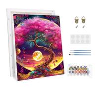 CEOVR Pintar por Numeros Adultos con Marco Paisaje,DIY Paint by Numbers Kits 30x40cm,Árbol de la Vida Pintura Con Marco de Madera Decoración para el Hogar