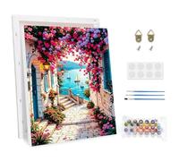 CEOVR Pintar por Numeros Adultos con Marco Paisaje,DIY Paint by Numbers Kits 30x40cm,El Camino al Mar Pintura Con Marco de Madera Decoración para el Hogar