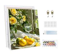 CEOVR Pintar por Numeros Adultos con Marco Paisaje,DIY Paint by Numbers Kits 30x40cm,Flores Pintura Con Marco de Madera Decoración para el Hogar (amarillo verde blanco)