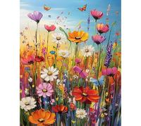 CEOVR Pintar por Numeros Adultos Flores,DIY Paint by Numbers Kits 40x50cm,Amapolas Lavanda Pintura Sin Marco Decoración para el Hogar