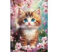 CEOVR Pintura de Diamantes 5D Diamond Painting Adultos,30x40 cm Flores y Cachorros de Gato Diamond Painting Kit Completo,Animales Lindos Mosaico Diamante Pintura Arte para Decoración Hogar