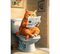 CEOVR Pintura de Diamantes 5D Gato Diamond Painting Adultos,30x40 cm Animal Diamond Painting Kit Completo,Gato Naranja Leyendo un Periódico Mosaico Diamante Pintura Arte para Decoración Hogar