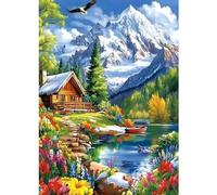 CEOVR Pintura de Diamantes 5D Paisaje Diamond Painting Adultos,30x40 cm Animal Diamond Painting Kit Completo,Montañas Cubiertas de Nieve y Bosques Mosaico Diamante Pintura Arte