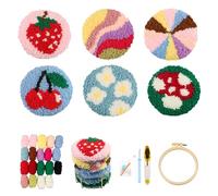 CEOVR Punch Needle Portavaso Kit Adulto Cielo Flores,Needle Punch Kit Setas e Arcoiri,Kit Portavaso De Aguja Perforadora 10x10 cm,Posavasos Coche Bebidas, Regalo