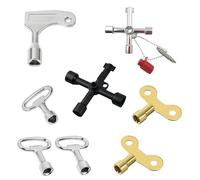 CeoxThao 8 Piezas Llave Multifunción de 4 Vías, llave Contador Agua, Incluye Llaves de Cruz, Triangulares, Cuadradas y de Espiga para Contadores de Agua y Electricidad, para Técnicos y Bricoladores