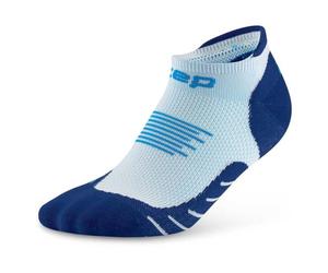 CEP - Calcetines cortos para correr con compresión para hombre, Core 5.0 No Show, circulación sanguínea óptima, regeneración más rápida y correr sin burbujas, azul/blanco, M