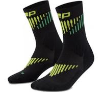 CEP Core Run Merino Socks Mid Cut 3.0, calcetines de running, hombre, negro 42-45 Black/Lime