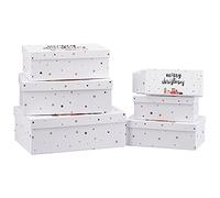 Cepewa Caja de 6 piezas "Feliz Navidad", Blanco/Negro diferentes tamaños, embalaje de cajas de regalo