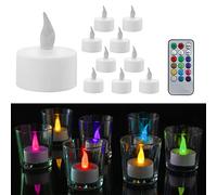 Cepewa Candelitas LED, juego de 10 cambios de color, Ø4cm Mando a distancia de 10 colores funciona con pilas, función de temporizador sin llama