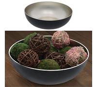 Cepewa Cuenco decorativo, diámetro de 30 cm x altura de 10 cm, plástico, color champán, color negro, cuenco de fruta redondo, decoración de mesa (1 x redondo champán negro, diámetro de 30 cm)