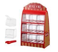 Cepewa Dispensador de Caramelos, máquina de Caramelos Retro con Pinzas, dispensador de chicles de Vino de los años 50, Contador de gominolas de Frutas de los años Rojo