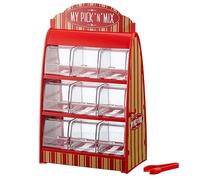 Cepewa Dispensador de Caramelos, máquina de Caramelos Retro con Pinzas, dispensador de chicles de Vino de los años 50, Contador de gominolas de Frutas de los años Rojo