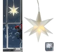 Cepewa Estrella Luminosa 3D, 12 Puntos para Colgar, función de Temporizador Ø11cm 3m de Plomo, Flor de Pascua Iluminación navideña Blanco