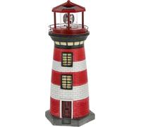 Cepewa Faro solar LED, altura 38 cm, color rojo y blanco, para decoración de jardín, faro de torre (1 faro solar LED, altura de 38 cm)