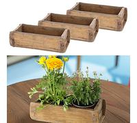 Cepewa Juego de 3 cajas de madera con forma de ladrillo, aspecto desgastado, 30 x 9 x 15 cm, herrajes de metal de madera antigua, caja decorativa (1 juego de 3 cajas de madera con forma de ladrillo)