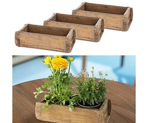 Cepewa Juego de 3 cajas de madera con forma de ladrillo, aspecto desgastado, 30 x 9 x 15 cm, herrajes de metal de madera antigua, caja decorativa (1 juego de 3 cajas de madera con forma de ladrillo)