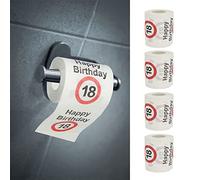 Cepewa Juego De 4 Papeles Higiénicos Happy Birthday 18, 24 Metros, 2 Capas, 180 G/M², Papel Higiénico Blanco Rojo Negro