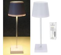 Cepewa Lámpara de mesa LED, 17 ledes, 8,5 x 32 cm, ABS PS, función táctil, funciona con pilas, blanco cálido, 3 niveles de brillo, 25 lúmenes (1 lámpara de mesa blanca de 32 cm, pila)