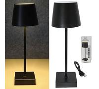 Cepewa Lámpara de mesa LED, color negro, 17 ledes, 8,5 x 32 cm, ABS PS, función táctil, funciona con pilas USB, blanco cálido, 3 niveles de brillo, 35 lúmenes (1 lámpara de mesa negra de 32 cm)