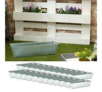 Cepewa Macetero apto para palés europeos, juego de 24 macetas de zinc (1 juego de 24 maceteros de zinc)