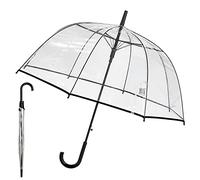 Cepewa - Paraguas transparente con borde negro, transparente, automático, diámetro de 84 cm, 1 paraguas negro