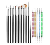 cepillado de uñas, Kit de 20 pinceles for pintar uñas, gel UV, 15 for decoración y 5 rotuladores for puntear(Black)