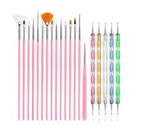 cepillado de uñas, Kit de 20 pinceles for pintar uñas, gel UV, 15 for decoración y 5 rotuladores for puntear(Red)