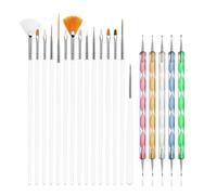 cepillado de uñas, Kit de 20 pinceles for pintar uñas, gel UV, 15 for decoración y 5 rotuladores for puntear(White)
