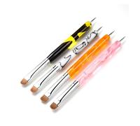 cepillado de uñas, Pincel de nailon for decoración uñas, doble punta, for puntear, con mango acrílico, for dibujar, pintar gel UV, for arte(4pcs Combo)