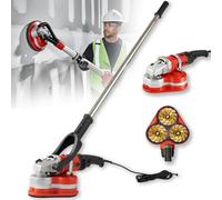 Cepilladora de hormigón de 3 cabezales y 4 pulgadas, pulidora para hormigón, cemento, mármol y granito, con de extracción de polvo y control de 6 velocidades (3800 W)(Extension rod set)