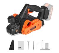 VEVOR Cepilladora Eléctrica Inalámbrica 82,55 mm Cepilladora de Madera Portátil Profundidad 2 mm 16500 RPM con Cuchillas HSS Salida de Polvo de Doble Cara para, cepillar, Alisar Superficies de Madera
