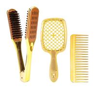 Cepillo alisador de cabello con pinza para mujeres, cepillo alisador para hombres de belleza, uso en seco en húmedo, peluquería, barbería, viajes, niñas y adolescentes