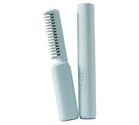 Cepillo alisador de pelo de cerámica, peine caliente inalámbrico con 3 ajustes de calor, peine de peinado iónico portátil para cabello brillante sin encrespamiento, azul claro