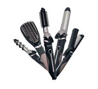 Camry CR2024 Set Cuidado del Pelo 5 en 1 Plancha Pelo Multifunción, Rizador, Tenacillas, Moldeador, Cepillo Alisador, Revestimiento Cerámico, Todos los Looks y Estilos de Peinado con un Set
