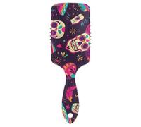 Cepillo antiestático de esqueleto humano bohemio morado para soplar, masaje de cuero cabelludo diseñado para cabello corto con mango ergonómico para cabello de mujer
