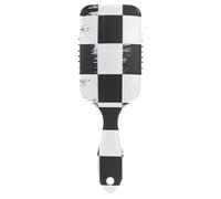 Cepillo antiestático para cabello fino con tiras de cuadros en blanco y negro, masajeador de cabeza diseñado para cabello liso con mango ergonómico para cabello