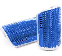 Cepillo autopeluquero para gatos, 2 piezas, para esquinero, cepillo de masaje de esquina de pared, peine con hierba gatera gata, juguetes para gatos largos y cortos para frotar (azul)