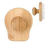 Cepillo Bambú Madera Champú - Ergonómico TRP Silicona Masajeador Cuero Cabelludo | Multifuncional Baño Peine | Húmedo Limpiador Caspa Cuidado, Todos Tipos Cabello, Hogar Aseo