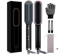 Cepillo calefactor para el cabello, cepillo alisador para el cabello, antircepillado, soplador de cerámica, para cabello largo y corto, alto en 28 segundos, temperatura de 130 °C a 200 °C