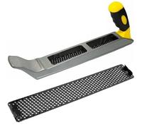 Cepillo Carpintero Acero Inoxidable, Cepilladora Madera Metal con Hoja Malla 2 x 300mm y Mango Ergonómico, Plano Cartón Yeso Lima Escofina para Bordes, Superficies Reducidas, Limar, Raspar, Cepillado