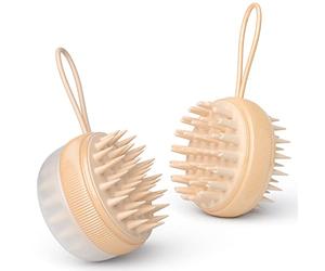 Cepillo Champú TOUCHBeauty Masajeador de Cuero Cabelludo de Silicona de 2 Caras para Limpieza del Cabello y Masaje de Cabeza, Húmedo y Seco, para Mujeres, Hombres, Hogares AG-2251 (Albaricoque)