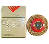 Cepillo circular alambre ondulado, diam. 100, 4 hileras, multieje, acero latonado 0,3mm