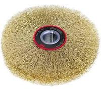 Cepillo circular alambre ondulado, diam. 75, 6 hileras, eje 10, acero latonado 0,3mm