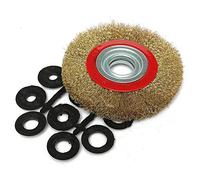 Cepillo circular de acero, diámetro de 125 mm, 1 unidad, cepillo de metal redondo plano con 10 anillos adaptadores, agujero de 13 mm, 16 mm, amoladora de banco de trabajo, lijar/limpiar/moler/decapar