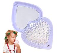 Cepillo compacto para el pelo, cepillo de viaje en forma de corazón con espejo, cepillo de viaje para viajes de negocios, para niñas, tamaño de viaje, plegable Decorhome